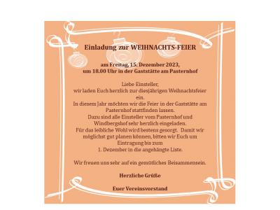 Einladung zur  Weihnachtsfeier des Reit- und Fahrverein Hüls e.V.